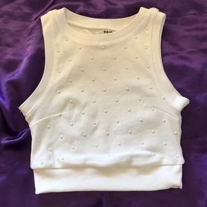 Small white crop top with white pearls